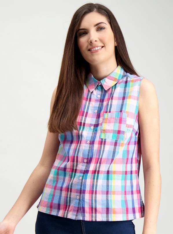 Multicoloured Check Sleeveless Shirt - 28